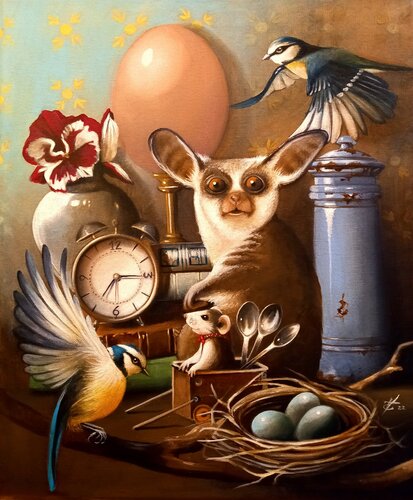 Spoons inn case of tea par Zoe Chigi (Valentina Toma'), Peinture en vente sur Singulart