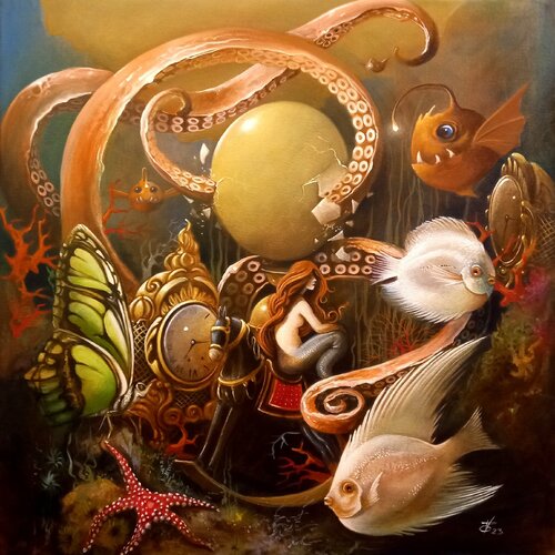 Black rocking horse van Zoe Chigi (Valentina Toma'), Schilderij te koop op Singulart