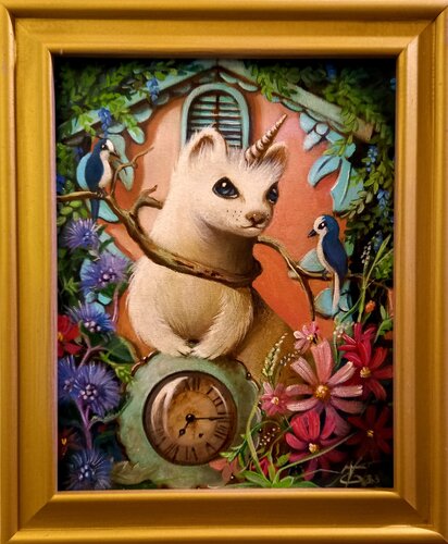 Capricorn cuckoo clock par Zoe Chigi (Valentina Toma'), Peinture en vente sur Singulart