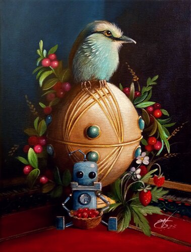 Strawberries for breakfast par Zoe Chigi (Valentina Toma'), Peinture en vente sur Singulart