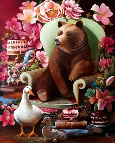 A delightful afternoon par Zoe Chigi (Valentina Toma'), Peinture en vente sur Singulart