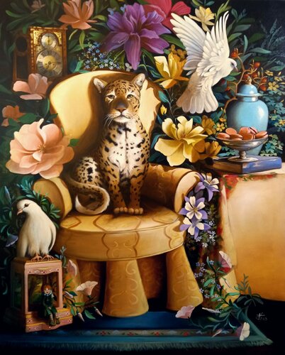 " The family cat" par Zoe Chigi (Valentina Toma'), Peinture en vente sur Singulart