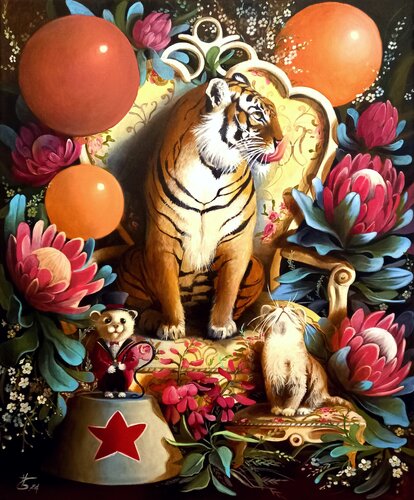 The tamer's beasts par Zoe Chigi (Valentina Toma'), Peinture en vente sur Singulart