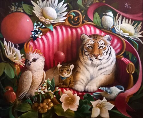 Don't touch his toy par Zoe Chigi (Valentina Toma'), Peinture en vente sur Singulart
