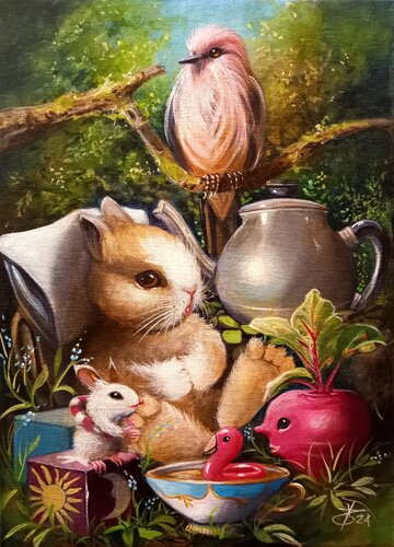 The swimming pool van Zoe Chigi (Valentina Toma'), Schilderij te koop op Singulart