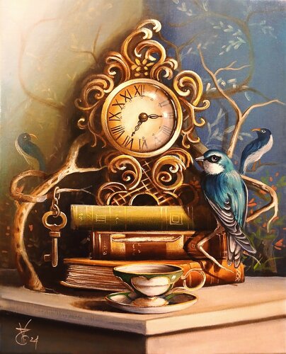 The key and the swallow par Zoe Chigi (Valentina Toma'), Peinture en vente sur Singulart