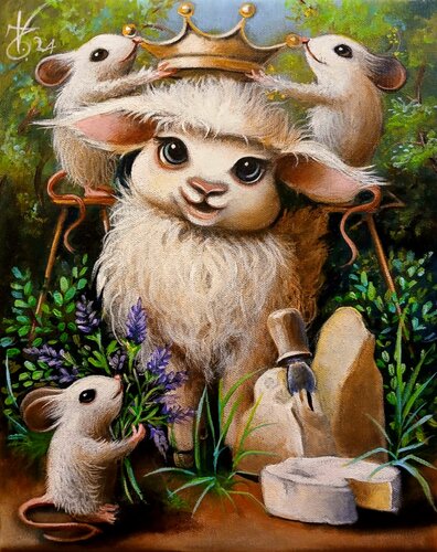 Our Lady of cheese par Zoe Chigi (Valentina Toma'), Peinture en vente sur Singulart