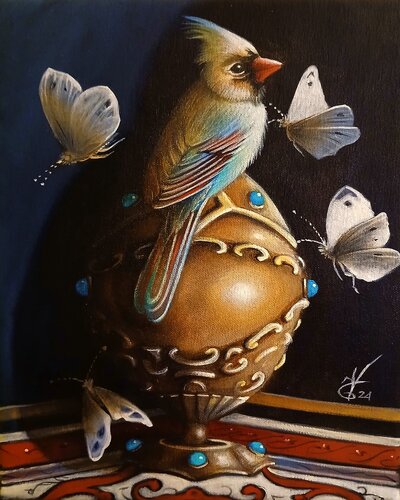 Four butterflies par Zoe Chigi (Valentina Toma'), Peinture en vente sur Singulart