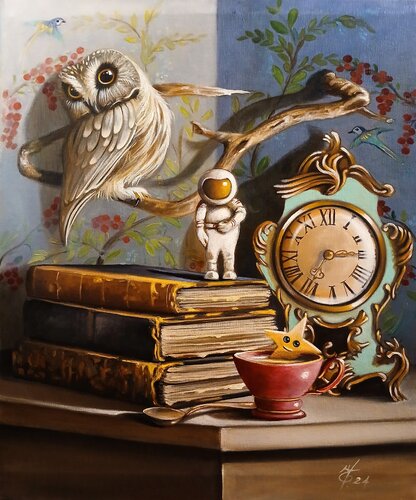 I brought you a star but it fall on the tea par Zoe Chigi (Valentina Toma'), Peinture en vente sur Singulart