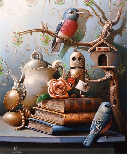 You've got mail par Zoe Chigi (Valentina Toma'), Peinture en vente sur Singulart