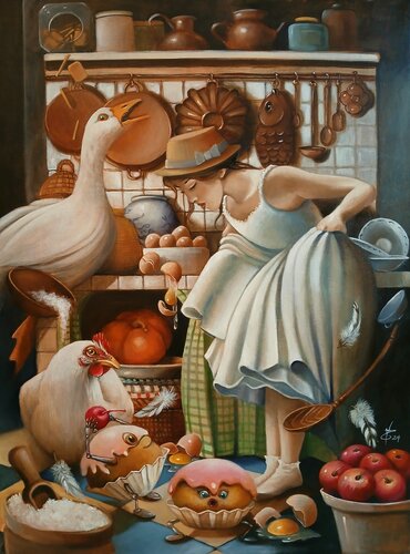 Th pastry girl van Zoe Chigi (Valentina Toma'), Schilderij te koop op Singulart