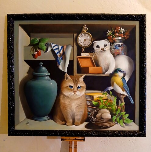 The ginger cat par Zoe Chigi (Valentina Toma'), Peinture en vente sur Singulart