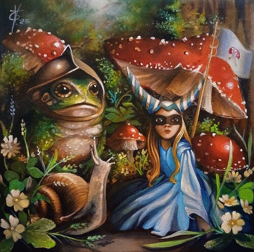 The mushrooms army : The rest par Zoe Chigi (Valentina Toma'), Peinture en vente sur Singulart