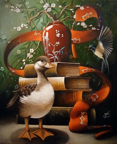 The red scarf par Zoe Chigi (Valentina Toma'), Peinture en vente sur Singulart