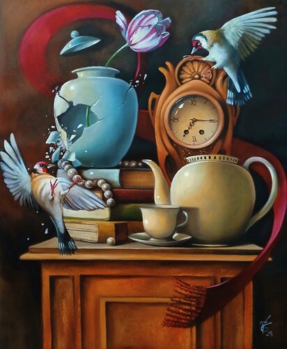 A single tulip par Zoe Chigi (Valentina Toma'), Peinture en vente sur Singulart