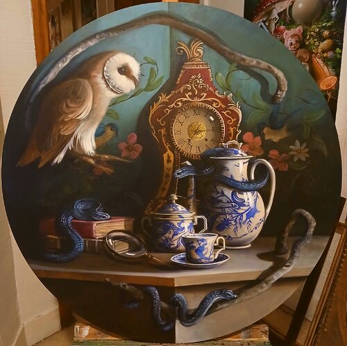The large round of the blue snake par Zoe Chigi (Valentina Toma'), Peinture en vente sur Singulart