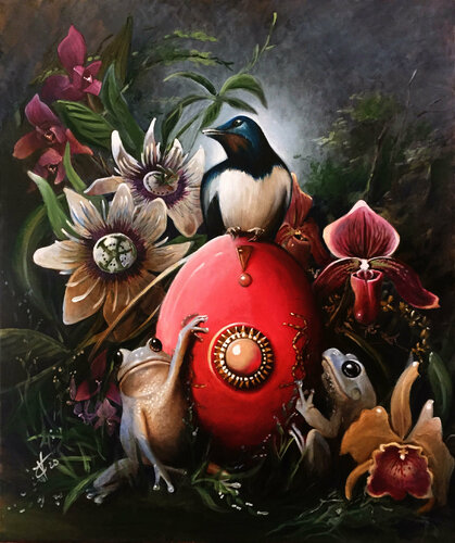 The swallow  that makes spring van Zoe Chigi (Valentina Toma'), Schilderij te koop op Singulart