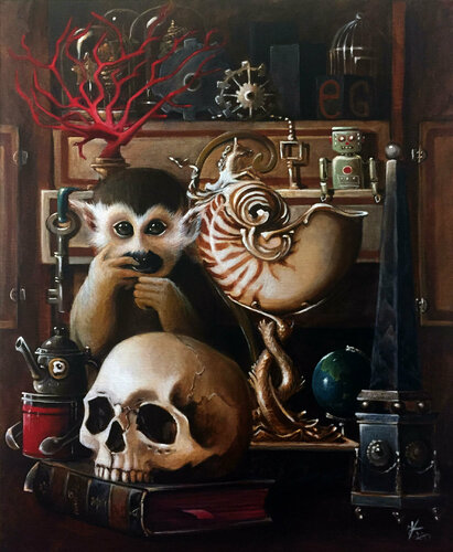 Cabinet of curiosities van Zoe Chigi (Valentina Toma'), Schilderij te koop op Singulart