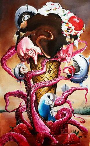 Sweet summer island par Zoe Chigi (Valentina Toma'), Peinture en vente sur Singulart