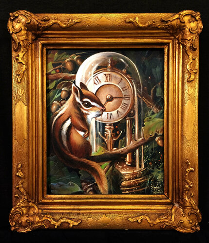 The chipmunk and the clock ( Commission work) par Zoe Chigi (Valentina Toma'), Peinture en vente sur Singulart