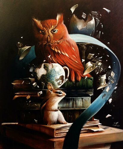 The cup of tea broke par Zoe Chigi (Valentina Toma'), Peinture en vente sur Singulart