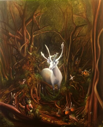 It was a surprise to see the great white reindeer par Zoe Chigi (Valentina Toma'), Peinture en vente sur Singulart