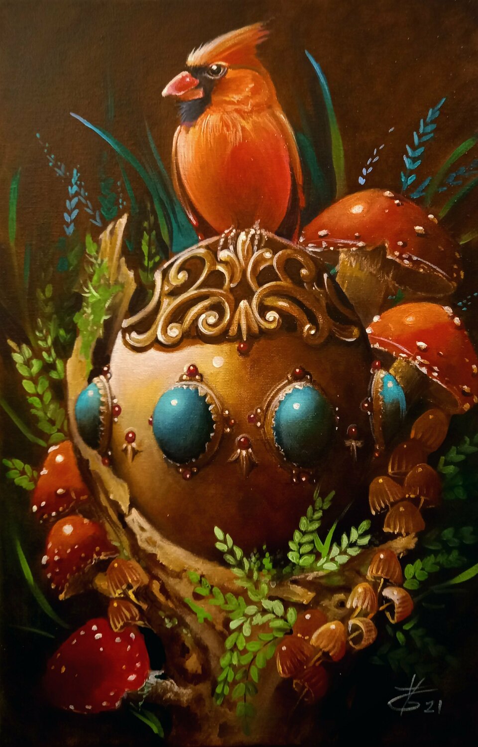 My cardinal Zoe Chigi (Valentina Toma') Peinture originale à vendre