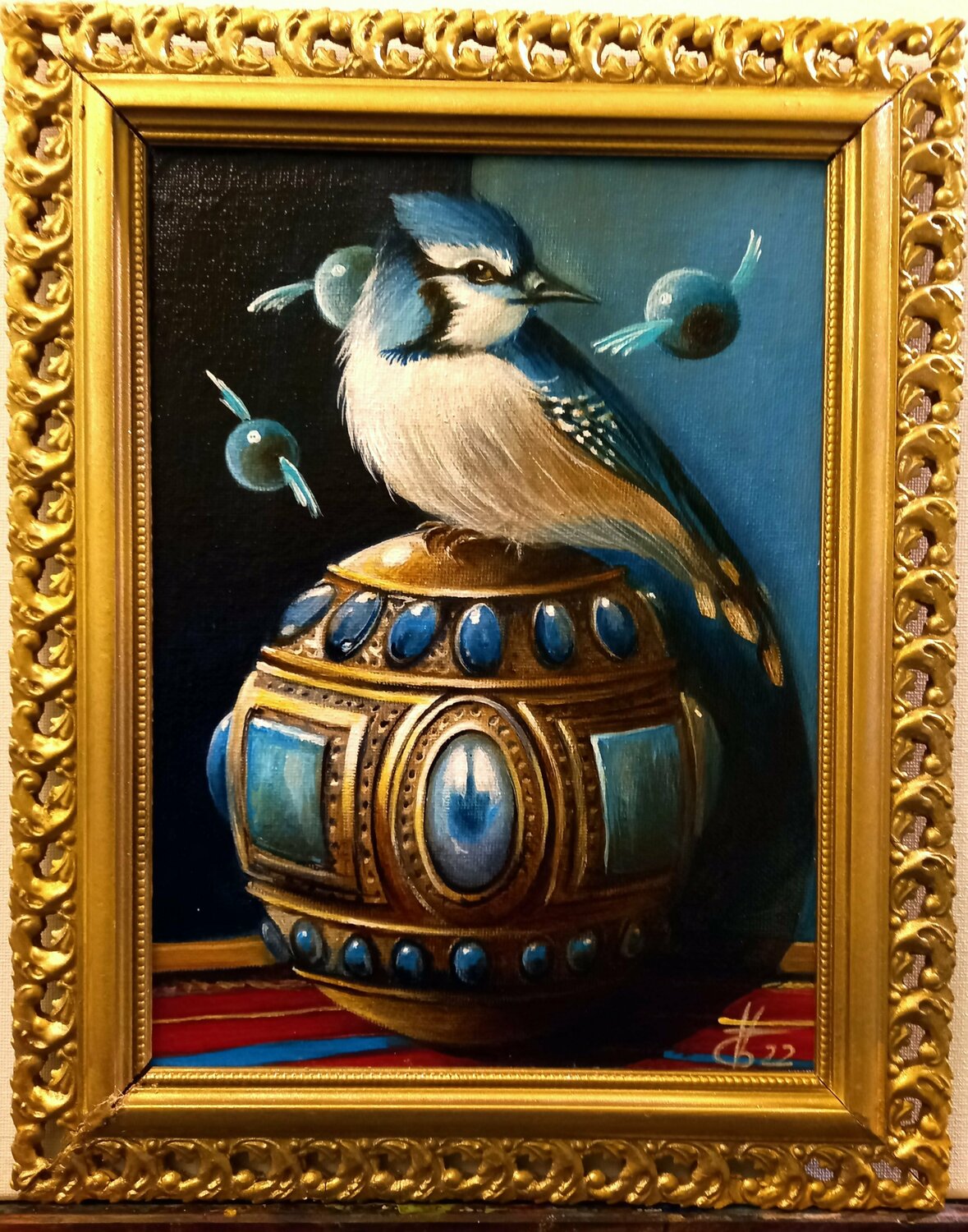 Three blue spirits Zoe Chigi (Valentina Toma') Peinture originale à vendre