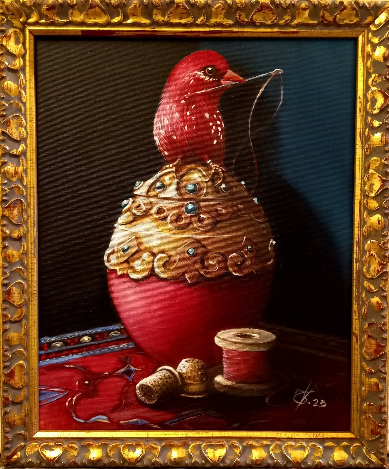 The little red tailor Zoe Chigi (Valentina Toma') Dipinto originale in vendita