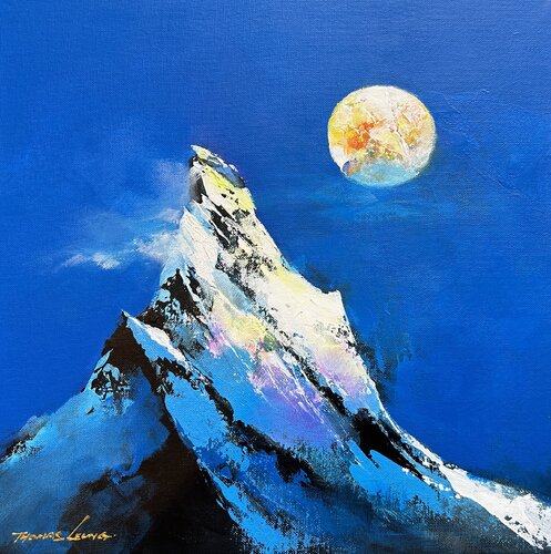 Snow Mountain Under The Moon by Thomas Leung, 회화 for Sale on Singulart