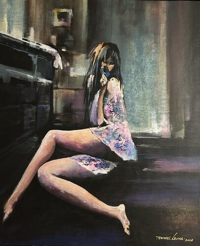 Bathroom Girl von Thomas Leung, Malerei kaufen auf Singulart