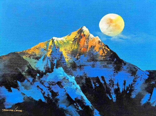 Glory Mountain Under The Moon II by Thomas Leung, 회화 for Sale on Singulart