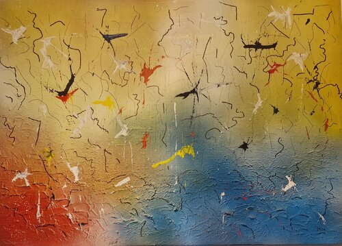 Colori con linee nere D1 van Michele Imperiale, Schilderij te koop op Singulart