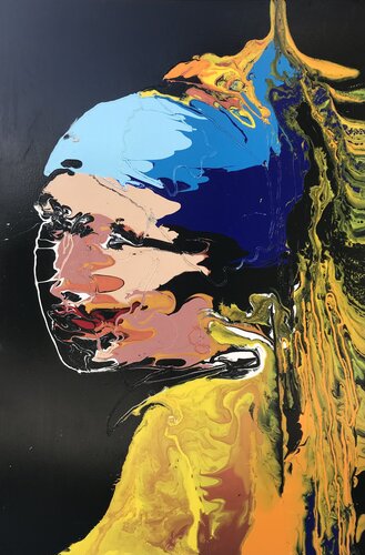 “Diffusione di Vermeer I” Ragazza con turbante von Ivan Lorenzo Frezzini, Malerei kaufen auf Singulart