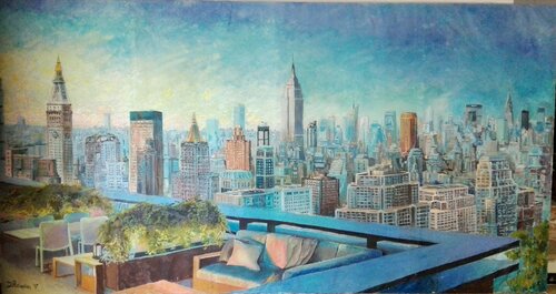Manhattan Skyline van Davide Rodoquino, Schilderij te koop op Singulart