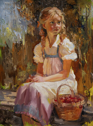 Summer in the village di Sergei Yatsenko, Pittura in vendita su Singulart