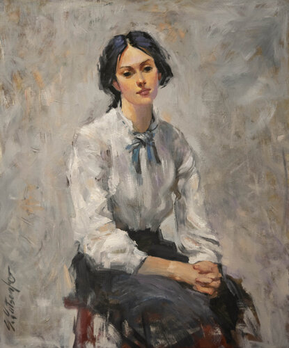 A girl in a white blouse van Sergei Yatsenko, Schilderij te koop op Singulart