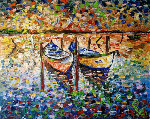 La coppia di barche van Antonino Puliafico, Schilderij te koop op Singulart