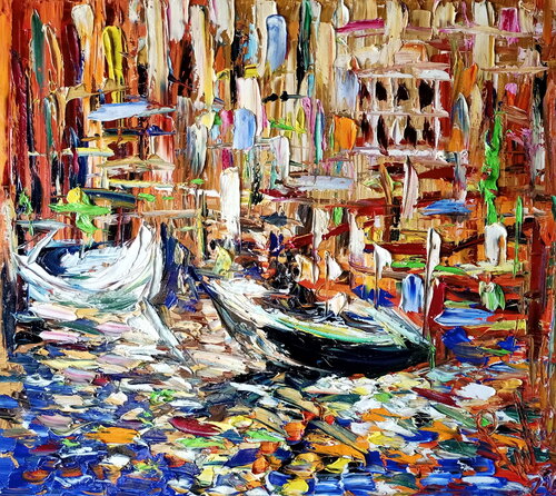 Barche in Laguna van Antonino Puliafico, Schilderij te koop op Singulart