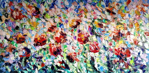 Riflessi fioriti acrilico su tela 120x240cm 2023 Antonino Puliafico