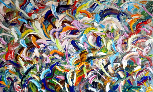 Fiori e faville acrilico su tela 130x210cm 2023 Antonino Puliafico