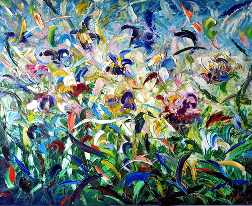 Iris con fili d'erba van Antonino Puliafico, Schilderij te koop op Singulart