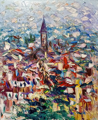 campanile e case by Antonino Puliafico, Painting for Sale on Singulart