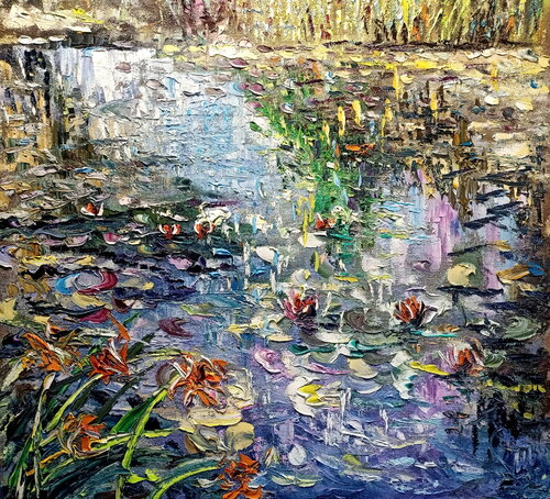 Specchio con ninfee van Antonino Puliafico, Schilderij te koop op Singulart