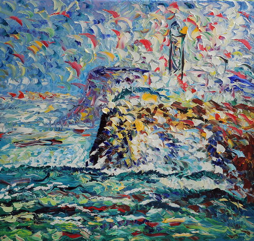 Faro con onde di Antonino Puliafico, Pittura in vendita su Singulart