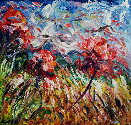 Papaveri e monti di Antonino Puliafico, Pittura in vendita su Singulart