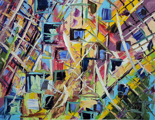reflected buildings by Antonino Puliafico, Painting for Sale on Singulart