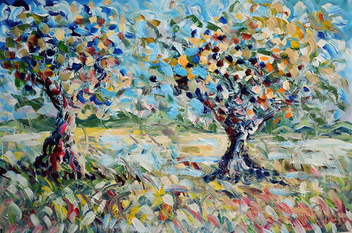 prato con 2 ulivi by Antonino Puliafico, Painting for Sale on Singulart