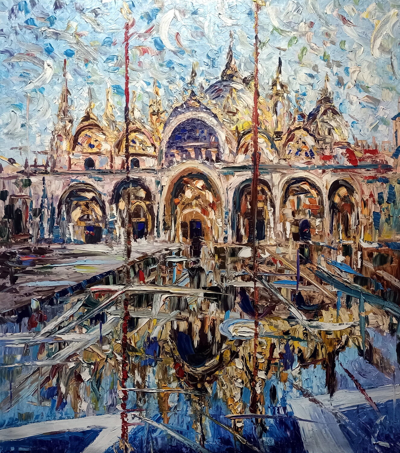 Riflessi Dorati su San Marco Antonino Puliafico Dipinto originale in vendita