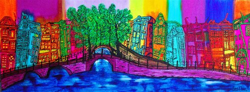 Amsterdam old canal houses von Ans Duin, Malerei kaufen auf Singulart